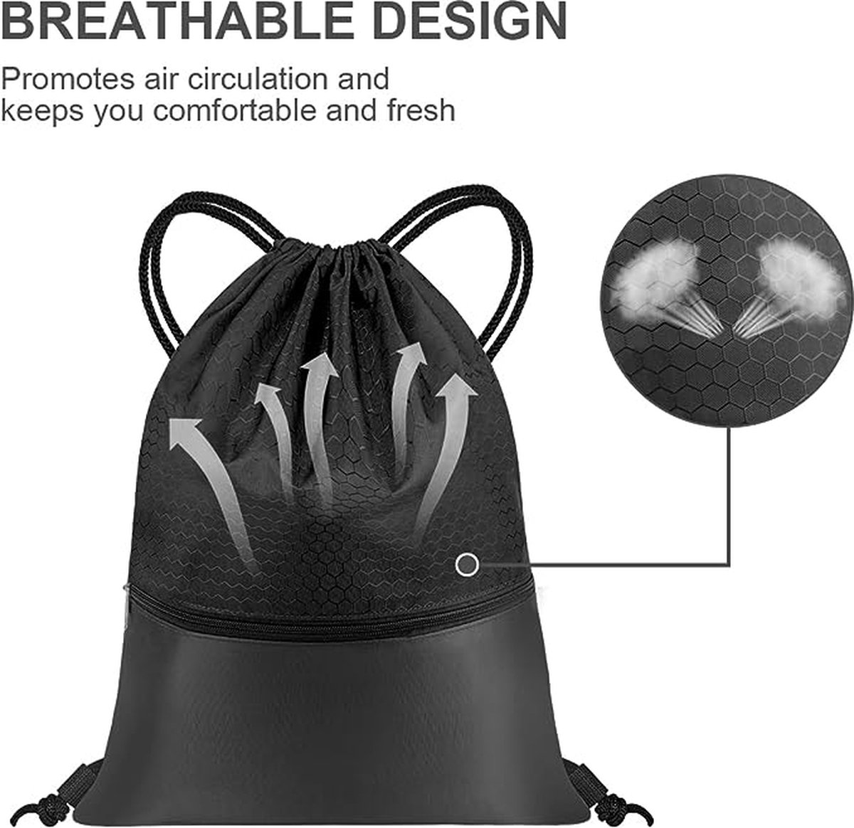Sac De Sport Molbory – 35x15x43 Cm, Imperméable, Cordon De Serrage, Poche Zippée, Pour Gym Et Voyage