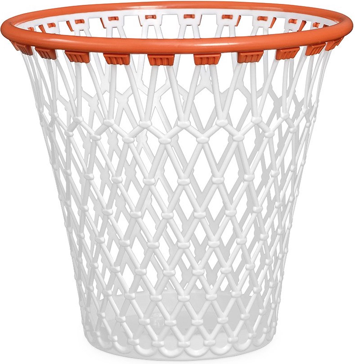 Basket prullenmand. Met de grappige look van een basketbalmand. Kleur: wit. Gemaakt van