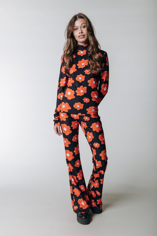 Colourful Rebel Neyo Flower Peached Turtleneck Top - S