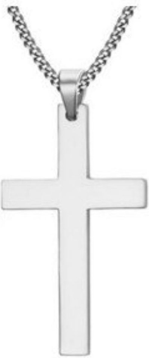 Ketting met hanger kruis zilverkleur