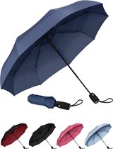 Stormbestendige paraplu - Compact, lichtgewicht, automatisch, sterk en draagbaar parasol - Windbestendig Kleine opvouwbare opvouwbare paraplu voor heren Dames - Donkerblauw