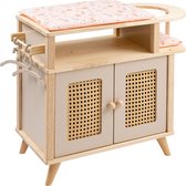 Table à Langer 2 En 1 Pour Poupon Vertbaudet Retro FLOWER - En Métal Et Coton, Avec Baignoire Intégrée - Dimensions 47x23x48 Cm - Écru