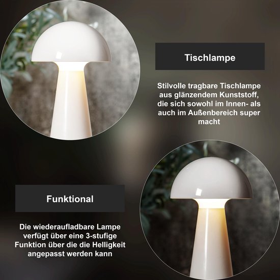 Star Trading Lampe de table LED à pile Mushroom, blanc