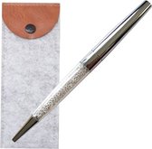 Swarovski Stijl Pen met Vilt Etui | Zilver