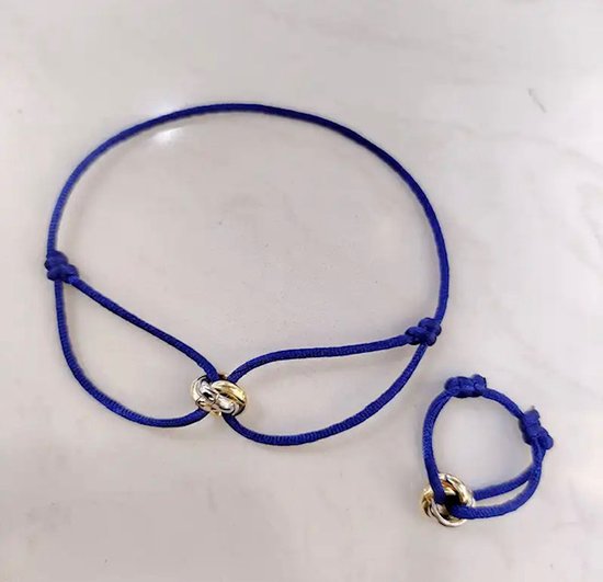Soraro Tricolor Armband&Ring Set | Navy Blauw | 18K Goldplated | Soraro Ringen | Cadeau voor haar | verjaardag vrouw | Vaderdag | Vaderdag Cadeau
