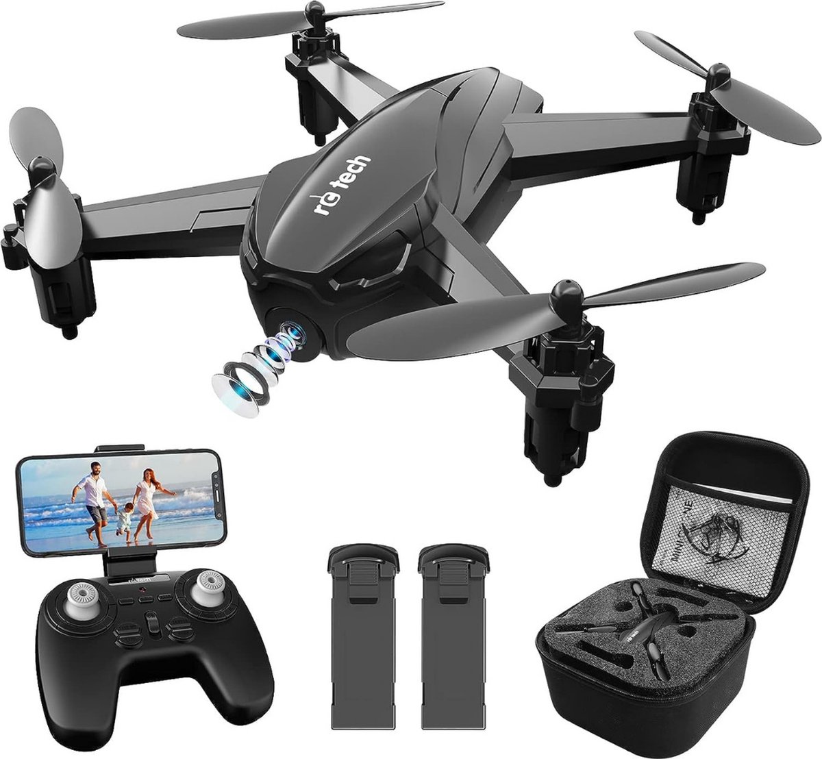 Drone met camera - 1080P HD - drones met camera voor volwassenen - drone met camera volwassenen - Snelheidsaanpassing - Zwart