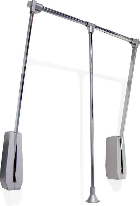 Eleganca wand Kledinglift - Luxe Garderobelift – Gebruiksvriendelijke Kledingroede - Kledingstang - Garderobestang - Zilver – Verstelbaar - 60/85 cm - belastbaar tot 12kg