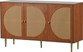 Merax Sideboard Houten Commode Kast - Dressoir met 3 Rattan Deuren - Bruin