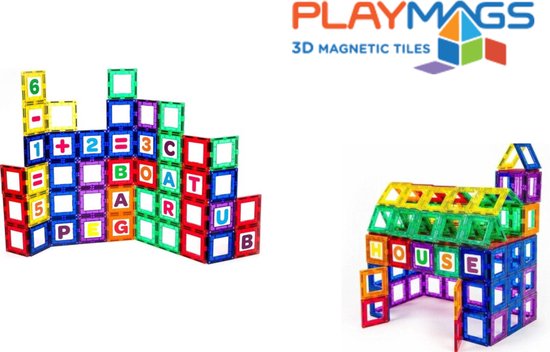 Playmags Ensemble ABC de tuiles magnétiques 3D - 36 pièces