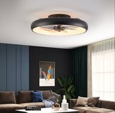 LED Ventilator Lamp - Plafondventilator - Zwart - Dimmer - 6 Standen - 50 cm - Woonkamerlamp - Moderne lamp