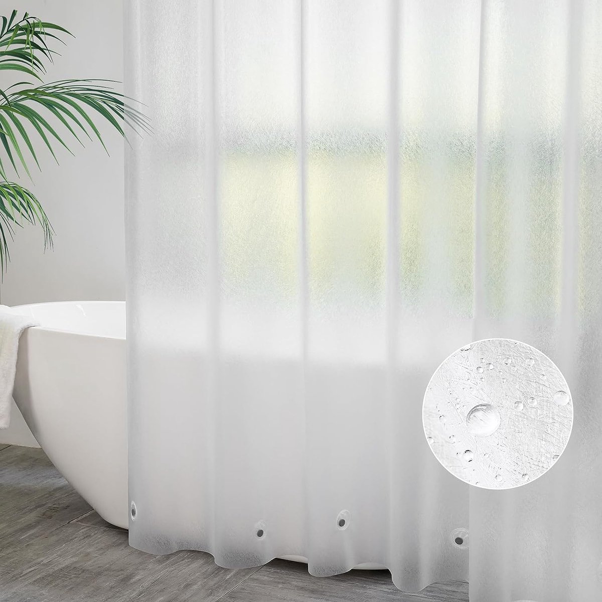 Rideau De Douche Anti-Moisissure EVA 180x200cm - Avec Aimants Et Motif Galets