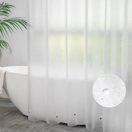 Loti Living Rideau De Douche Anti-Moisissure 120x200 Cm - PEVA Transparent Mat Avec Anneaux