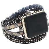 Apple Watch bohemian horloge bandje 38/40/41 mm Ibiza stijl zwart bruin grijs Leer Hout Metalen Sluiting