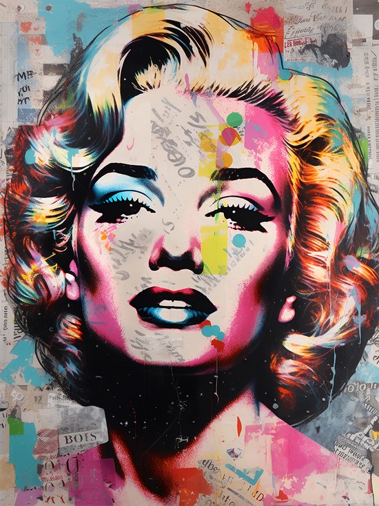 Marilyn Monroe Poster - Keep Smiling! - Film posters - Graffiti Art - Geschikt om in te lijsten - 43,2 x 61 cm (A2+)