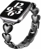 MY PROTECT - Luxe Metalen Love Bandje Geschikt Voor Apple Watch 42mm - 44mm - 45mm - 49mm - Zwart