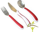 Aangepast bestek Kura Care: set van 3 (vork, mes en lepel) Rood Wit