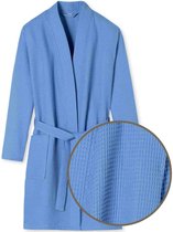 SCHIESSER Essentials badjas - dames badjas wafelpique blauw - Maat: L