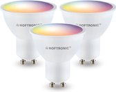3x Hoftronic Smart - GU10 smart lamp - LED - Besturing via app - WiFi Bluetooth - Dimbaar - Slimme verlichting - 120° - 5.5 Watt - 400 lumen - 230V - 2700-6000K - RGBWW - 16.5 miljoen kleuren - Smart spotje - Compatibel met alle smart assistenten