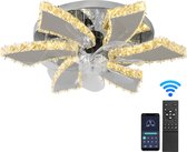 Kristallen Ventilator Lamp - Smart Lamp - 6 Standen - Dimbaar - Afstandsbediening & APP Bluetooth - Plafondventilator - Voor Woonkamer en Slaapkamer