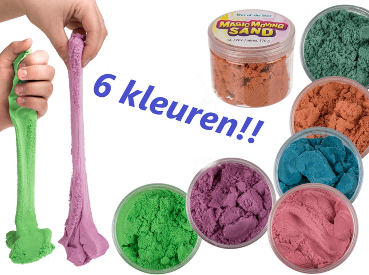 Magisch kneed zand - 6 kleuren - Magnetisch zand - Speelzand - Kinetisch zand - Binnenspeelzand - Sensorisch Speelgoed - 6 x 170 gr.