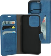 Mobiparts hoesje geschikt voor Apple iPhone 15 Pro - Wallet/Boekhoesje - Eco Leer - Magneet Sluiting - Opberg vakken - Blauw