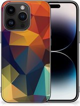 Doorzichtig Hoesje Geschikt voor iPhone 15 Pro Siliconen Back Cover met Zwarte rand Polygon Color