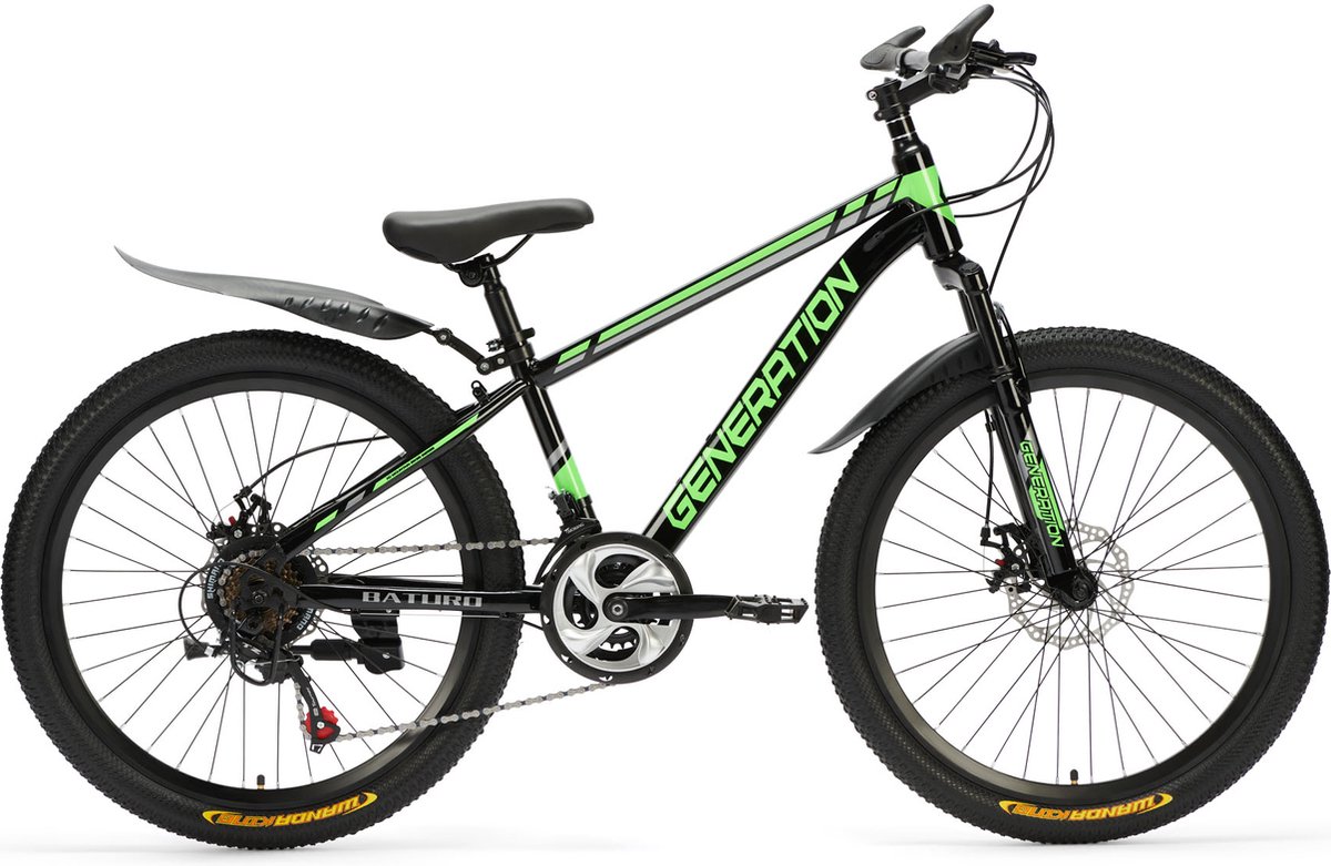 Generation Baturo mountainbike 24 inch - Groen - Spatborden - Generation