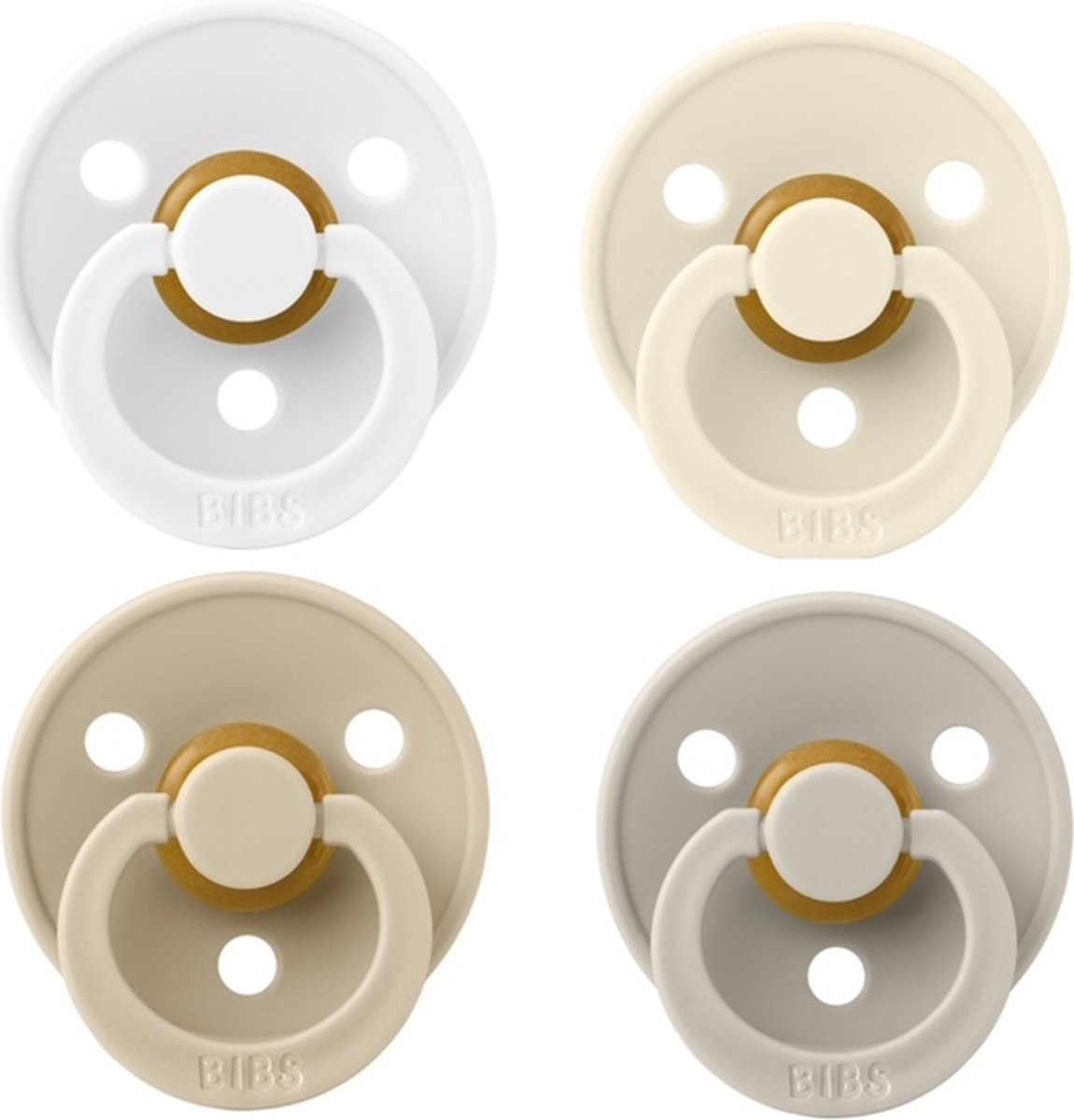 Goedkoopste Bibs fopspeen 0-6 maand Set 4 stuks White, Ivory, Vanilla en Sand Maat 1