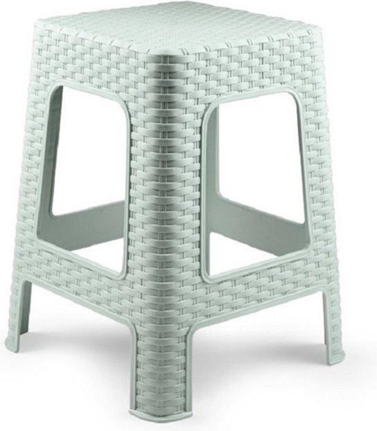 Home Deco Factory zit kruk - kunststof - wit - 30 x 46 cm | Leen Bakker