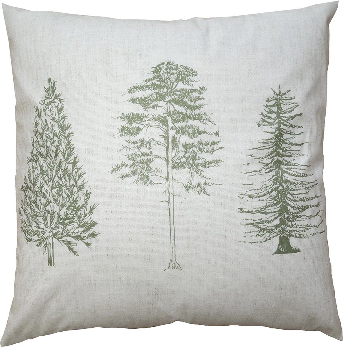 Clayre & Eef Kussenhoes 45x45 cm Beige Groen Polyester Dennenbomen