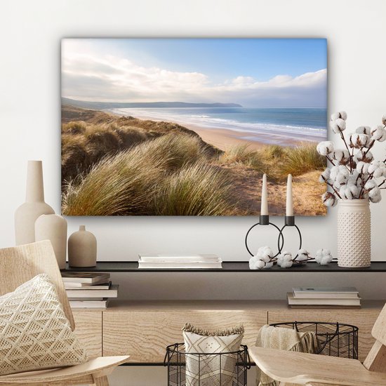 Tableau Toile Dune - Plage - Water - 180x120 cm - Décoration murale XXL