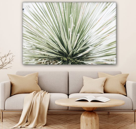 Toile Peinture Vert - Feuilles - Nature - 120x80 cm - Décoration murale