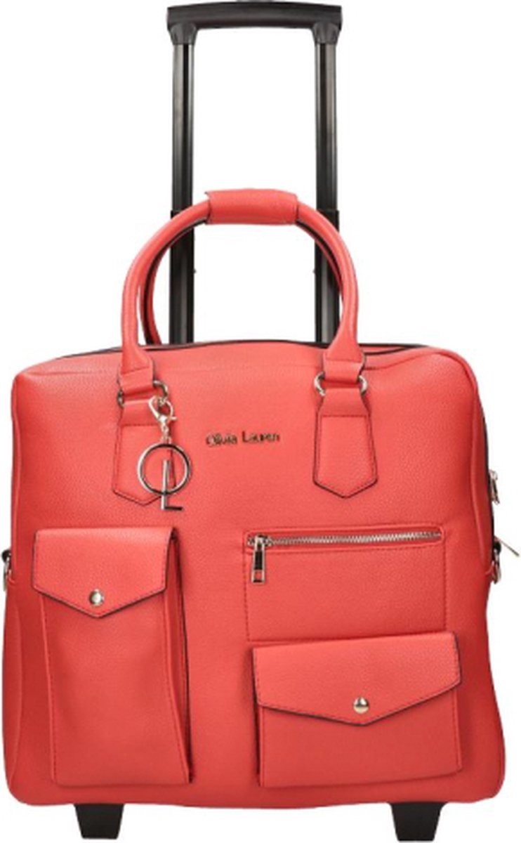 Olivia Lauren Laptoptrolley Dames / Businesstrolley - 17 inch - Imitatieleer - Carmen - Rood