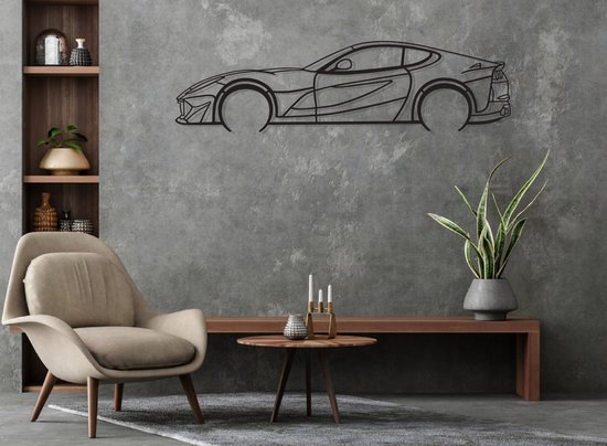 Ferrari 812 Superfast Silhouette – Metaal Kunst - Wanddecoratie - Man Cave - Auto Decoratie - 80cm X 20cm - Muurdecoratie - Cadeau voor man