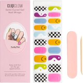 CLIQGLOW Semi-Durci Nail Wraps - Autocollants pour ongles - Autocollants pour vernis gel - Funky Fun