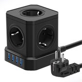 Intelectro Ultieme Stekkerdoos - Optimaliseer Je Stroomvoorziening - 9 Stopcontacten - 4 USB Poorten - Ingebouwde Schakelaar - Overspanningsbeveiliging - 2500W - Zwart - Levering Sneller dan Aangegeven!