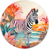 Graphic Message - Cercle mural Zebra - Cercle vivant Afrique - Coloré - Cercle mural Safari