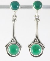 Bewerkte zilveren oorstekers met jade