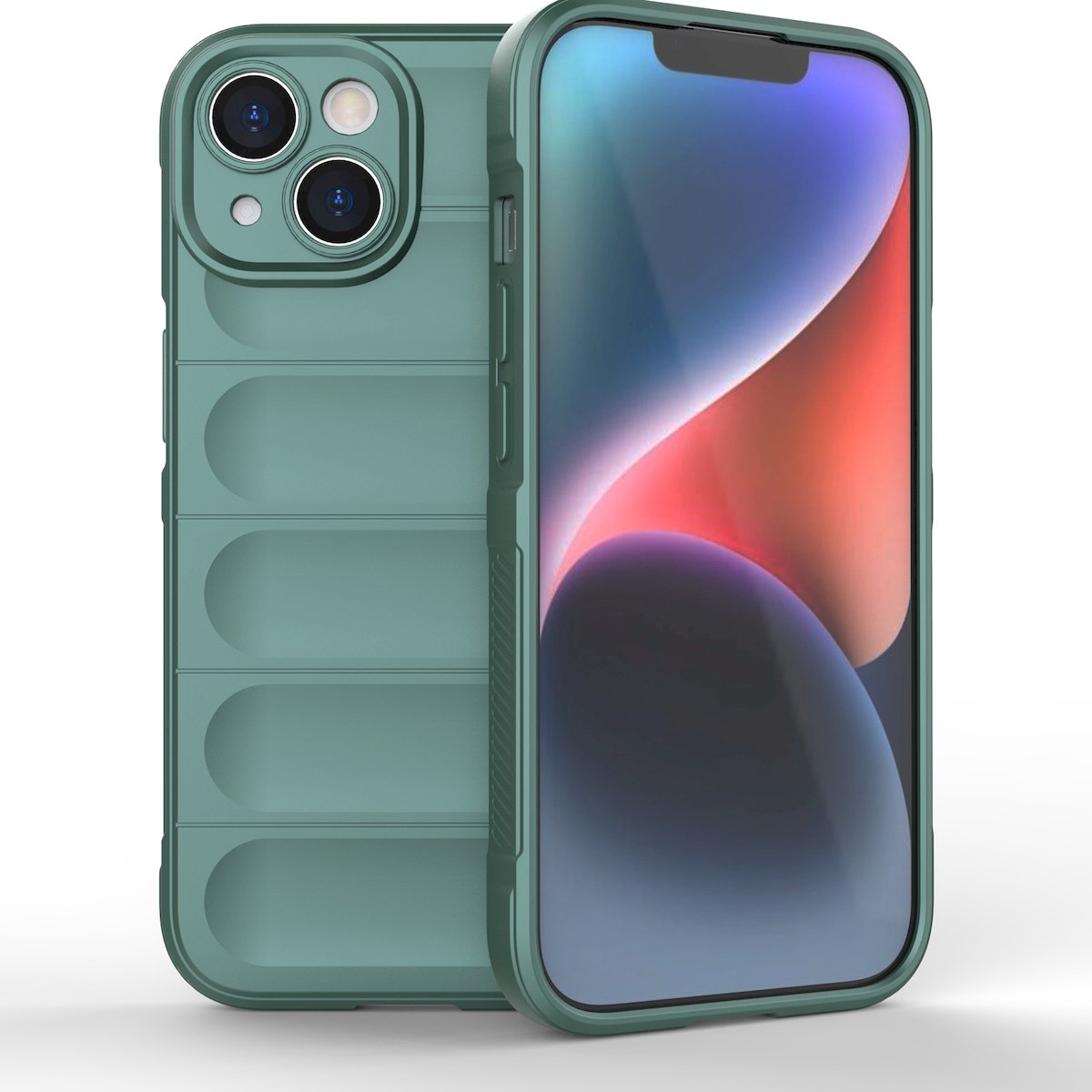 Mobigear Hoesje geschikt voor Apple iPhone 15 Telefoonhoesje Flexibel TPU | Mobigear Bumpy Backcover | iPhone 15 Case | Back Cover - Groen