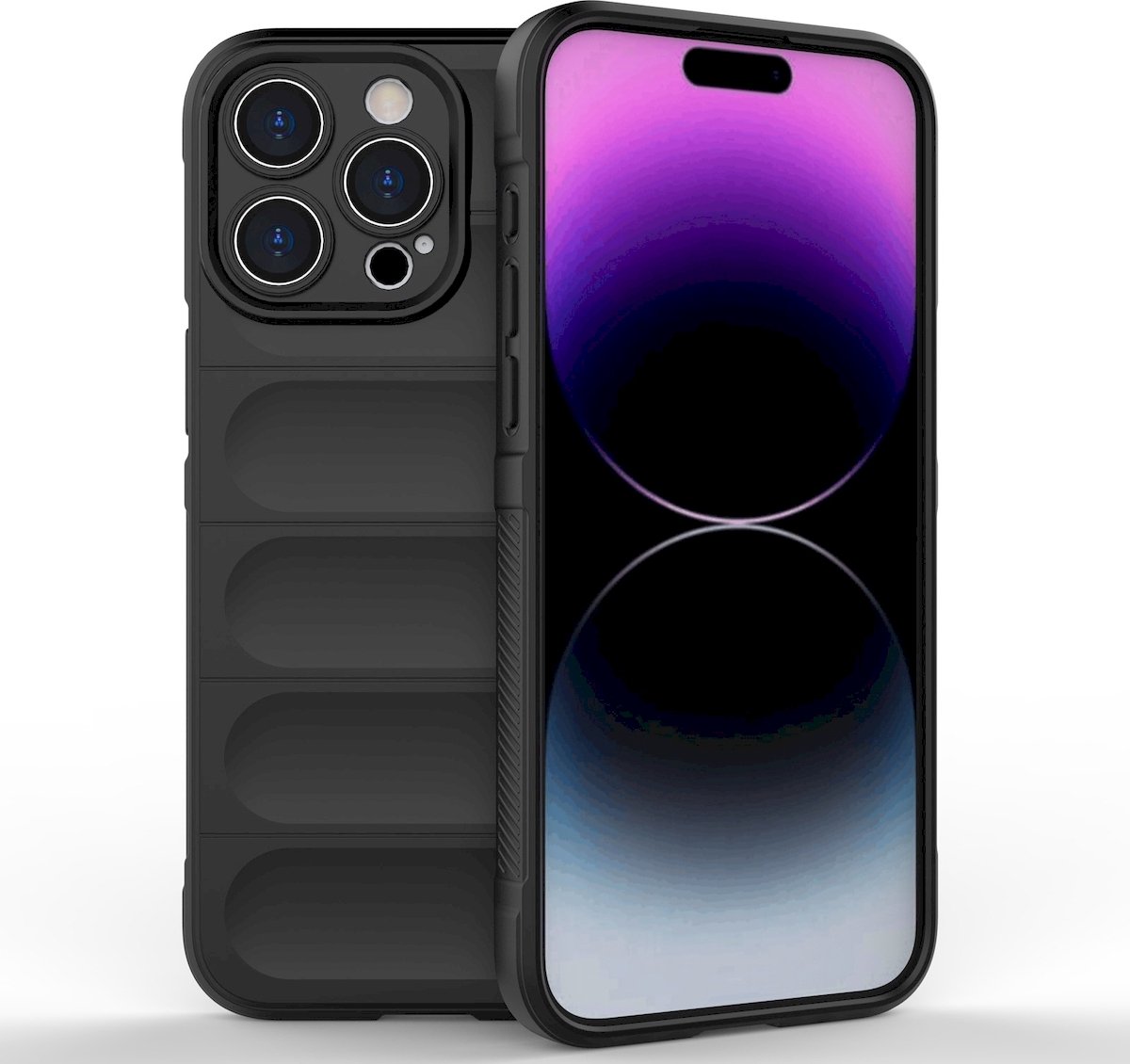 Mobigear Hoesje geschikt voor Apple iPhone 15 Pro Max Telefoonhoesje Flexibel TPU | Mobigear Bumpy Backcover | iPhone 15 Pro Max Case | Back Cover - Zwart