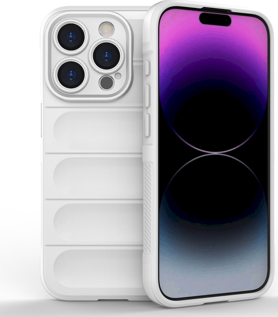 Mobigear Hoesje geschikt voor Apple iPhone 15 Pro Telefoonhoesje Flexibel TPU | Mobigear Bumpy Backcover | iPhone 15 Pro Case | Back Cover - Wit