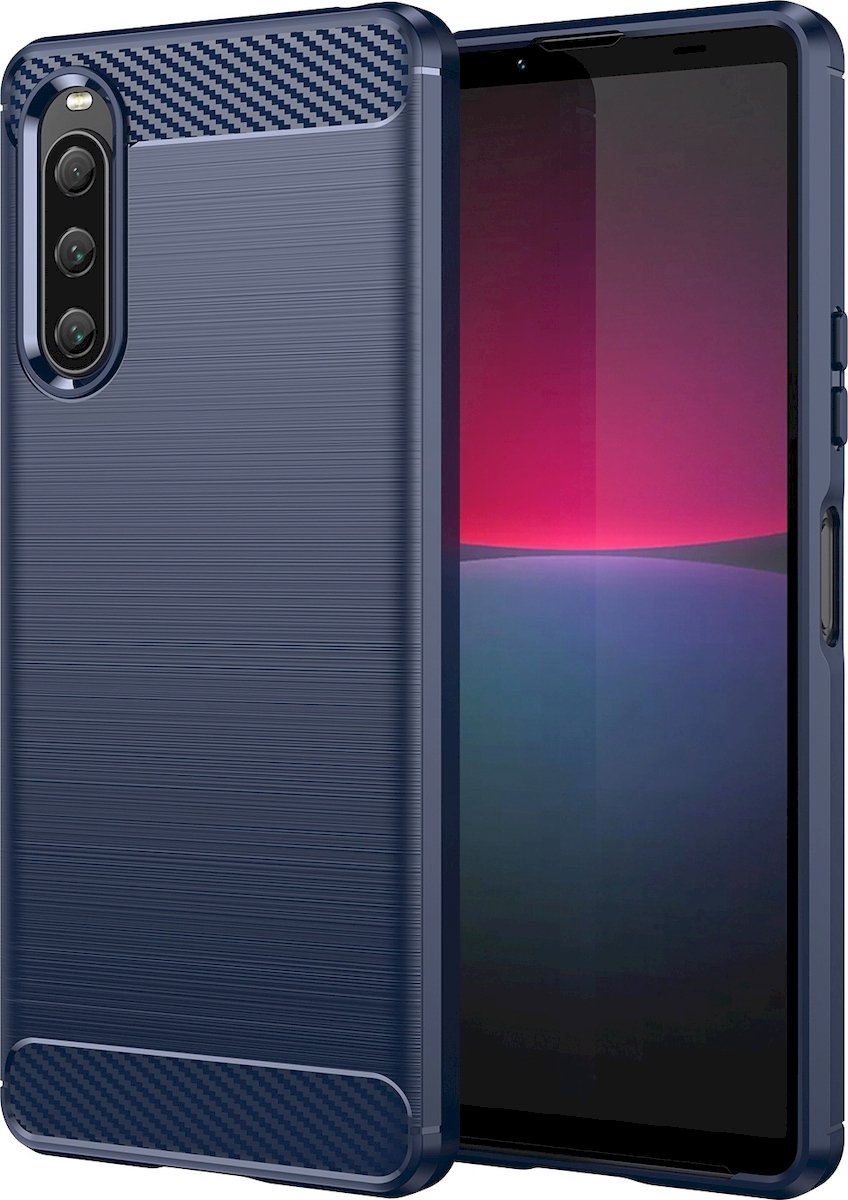 Mobigear Hoesje geschikt voor Sony Xperia 10 V Telefoonhoesje Flexibel TPU | Mobigear Brushed Slim Backcover | Xperia 10 V Case | Back Cover - Blauw