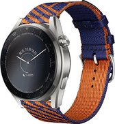 Mobigear Nylon Watch bandje geschikt voor Smartwatch Bandje Gespsluiting | Mobigear Loop - Universeel 20 mm aansluiting - Blauw / Oranje
