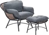Garden Impressions  Logan loungestoel met voetenbank - oranje/donkergrijs/grijs