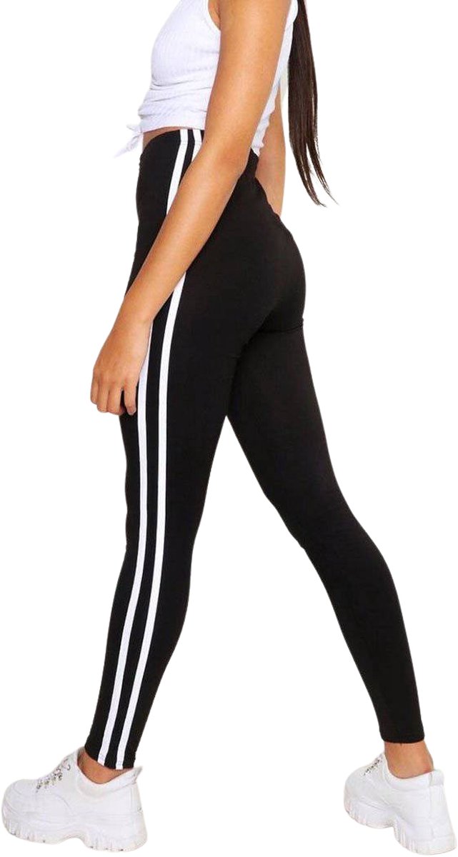 Comfortabele Sport Legging / Pants - Stretch & Kwaliteit - Zwart-Wit - L — afbeelding 5