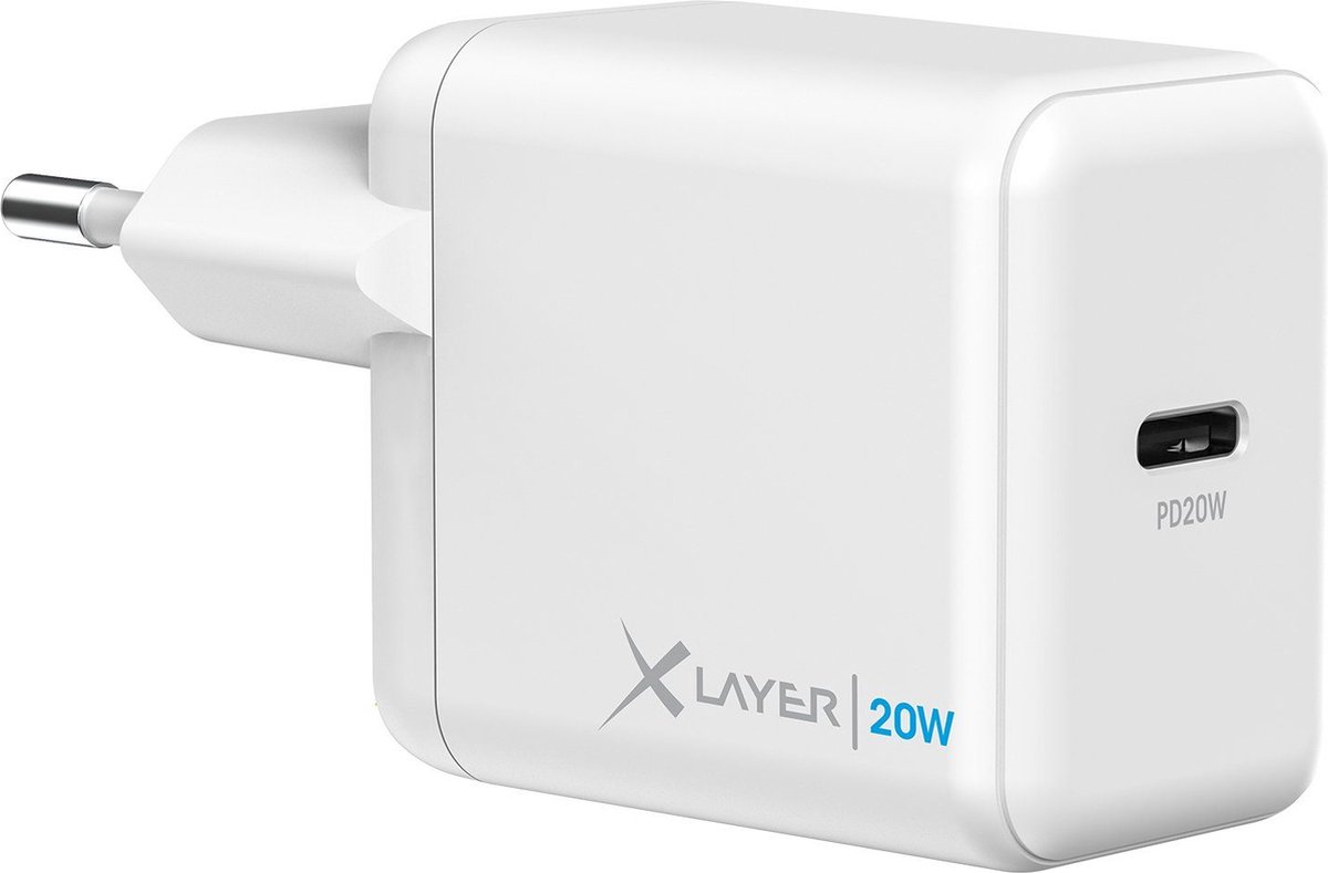 XLayer - Wandlader / Oplader - Powercharger 20W USB-C PD - Adapter / Oplader Geschikt Voor Apple Iphone & Samsung - Wit