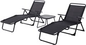 Bahama Foldable Sun-loungers & Table Set - Zwart