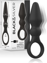 BLACK & SILVER | Black and silver - Ozzy Powerful Anal Plug Silicone | Anal Vibrator | Sex Toy for Couples | Vibrator | Sex Toy for Man | Vibrating Buttplug | Sex Toy for Woman | Buttplug