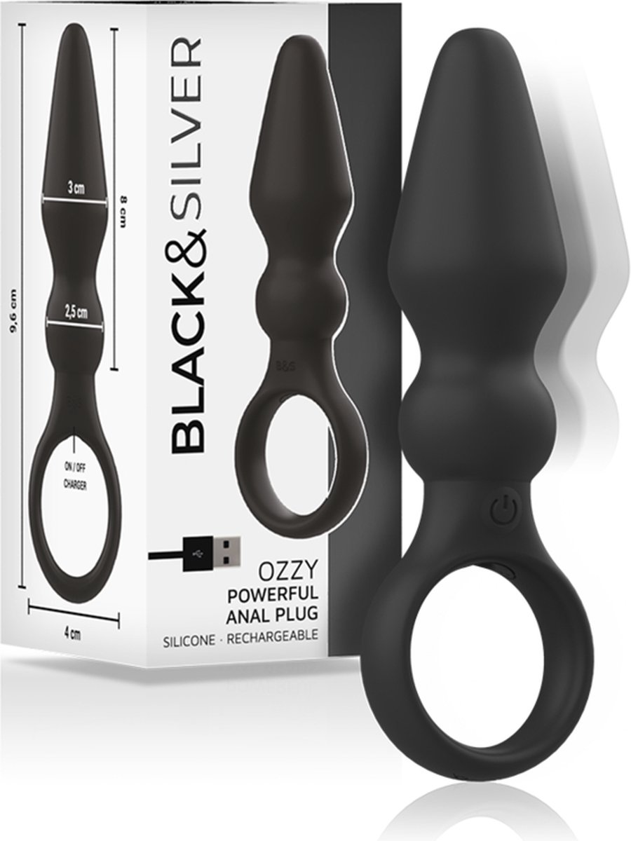 Goedkoopste BLACK & SILVER | Black and silver - Ozzy Powerful Anal Plug Silicone | Anal Vibrator | Sex Toy for Couples | Vibrator | Sex Toy for Man | Vibrating Buttplug | Sex Toy for Woman | Buttplug