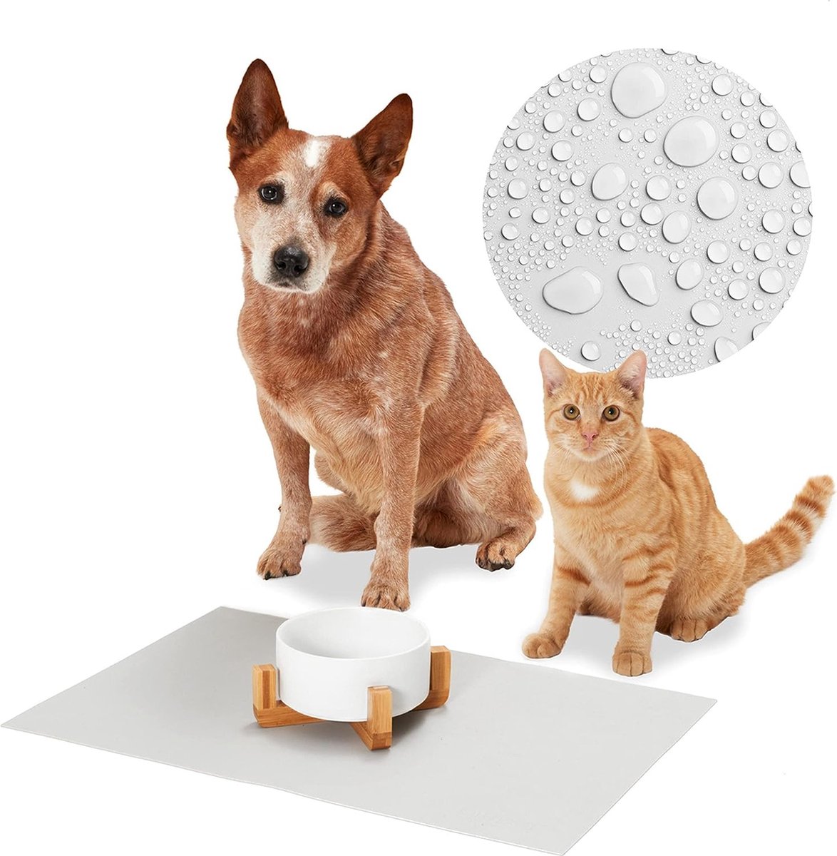 Naponderlegger voor kat en hond, gemakkelijk te reinigen, voerbakonderlegger, 60 x 40 cm, waterdicht, siliconen onderlegger